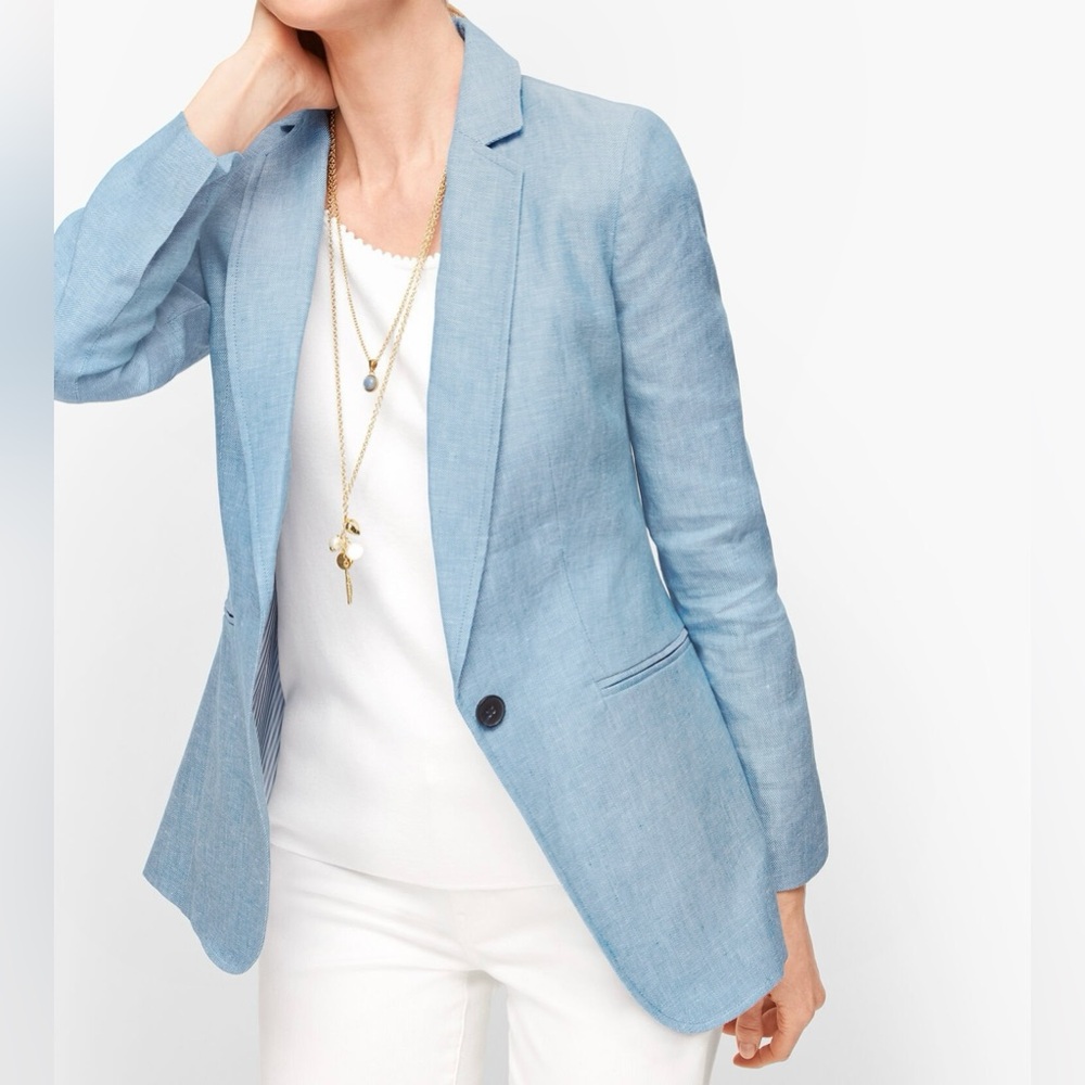 GAP Linen Blue Blazer Elegant Suit Jacket sz 0